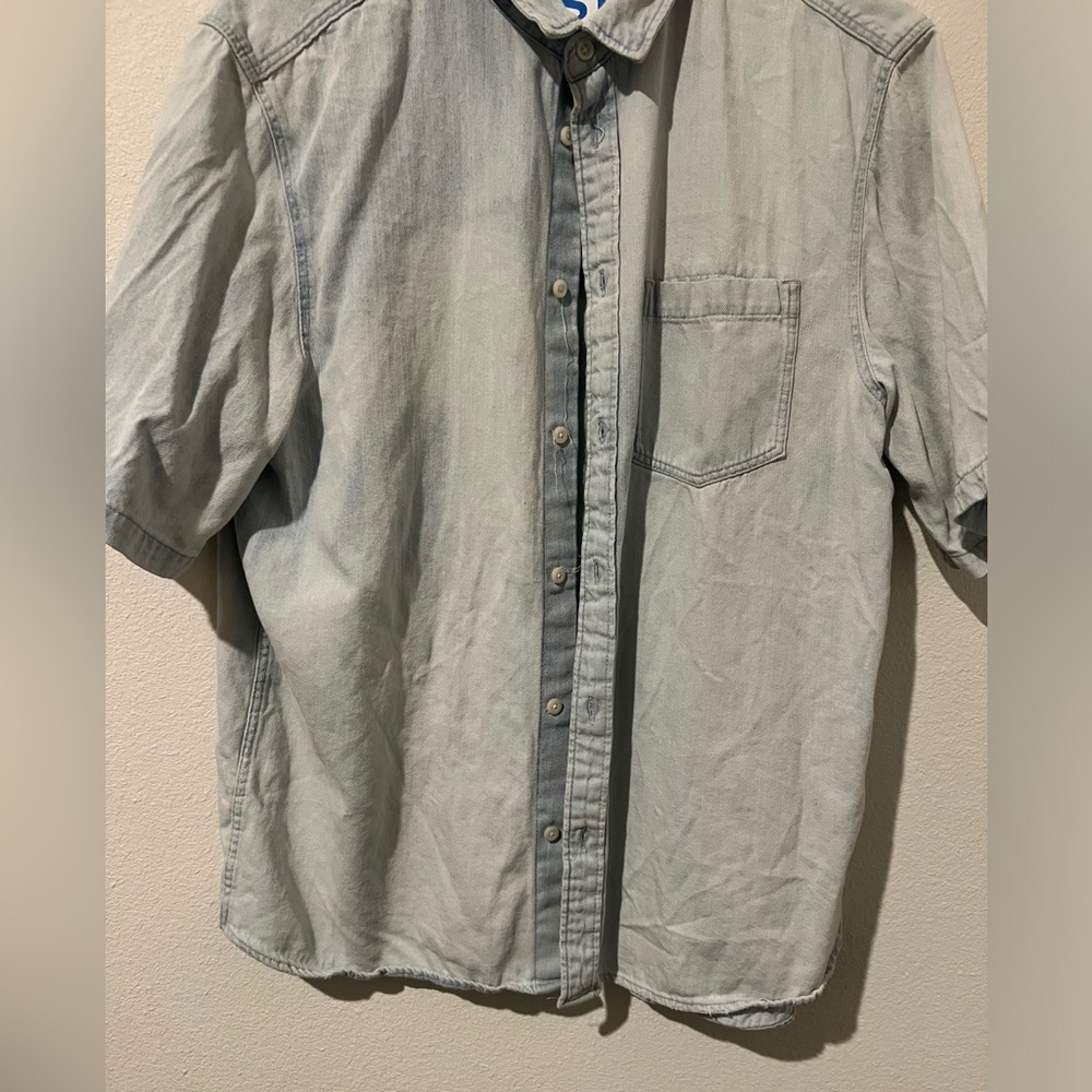 blue denim shirt sleeves men large